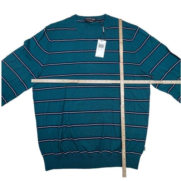 New Michael Kors Men US XL 100% Merino Wool Sweatshirt Crew Neck Green Pullover - Picture 5 of 9